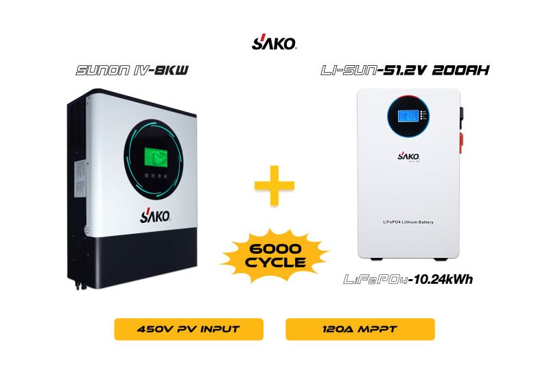 Sunon-IV 8KW Inverter + Li-sun 51.2V 200Ah Lityum Akü Off-Grid Hibrit Paketi